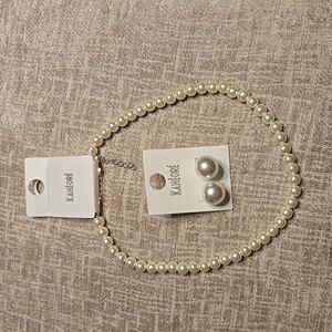 Faux pearl necklace and‎ earring set